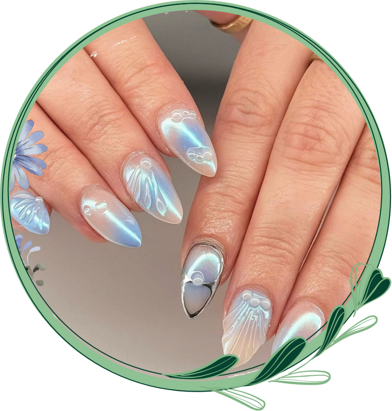 Beautiful professional nail art examples from Allure Nail Spa showcasing manicure and pedicure services